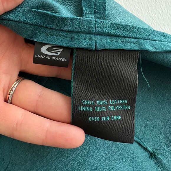 Sienna Studio G3 Apparel Women’s XS Leather Turquoise Button Jacket Coat - Picture 14 of 16